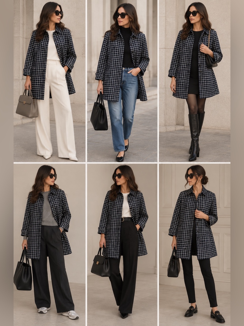 Prada Navy & White Windowpane Coat